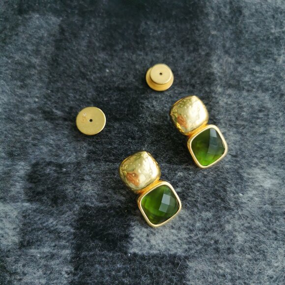 Julie Vos Gold and Green Earrings - Picture 4 of 4